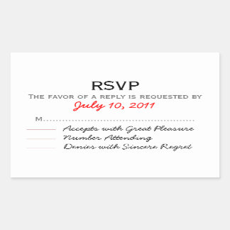 Rectangulaire Sticker RSVP de mariage