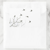 Rectangulaire Sticker Silhouette aux oiseaux volants (Sac)