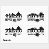 Rectangulaire Sticker Skyline de Detroit Motor City (Feuille)