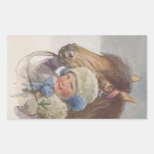 Rectangulaire Sticker Sweet Antique Enfant & Bay Pony Scrapbook