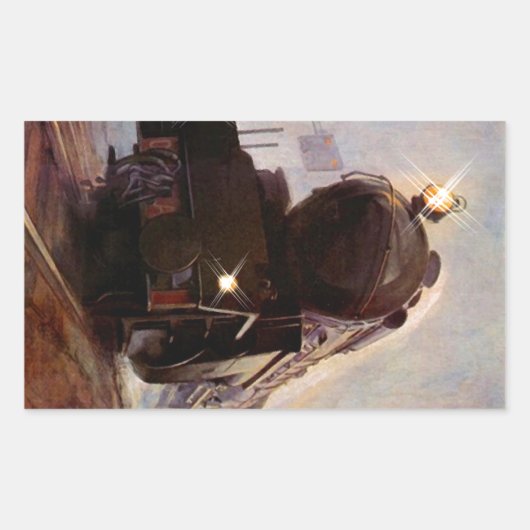 Rectangulaire Sticker Train Acier Cheval Vintage Locomotive Stat (Devant)