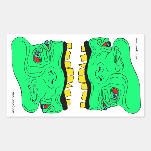 Rectangulaire Sticker Twin Goblin Heads (Devant)