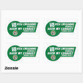 Rectangulaire Sticker V8 SUV (Vert sur Blanc 4 pack (Feuille)