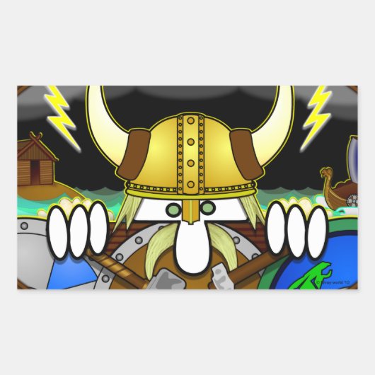 Rectangulaire Sticker Viking Kilroy (Devant)