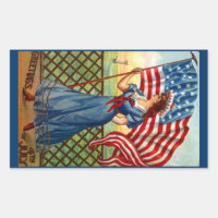 Sticker Vintage 4 juillet Salutation USA Drapeau V