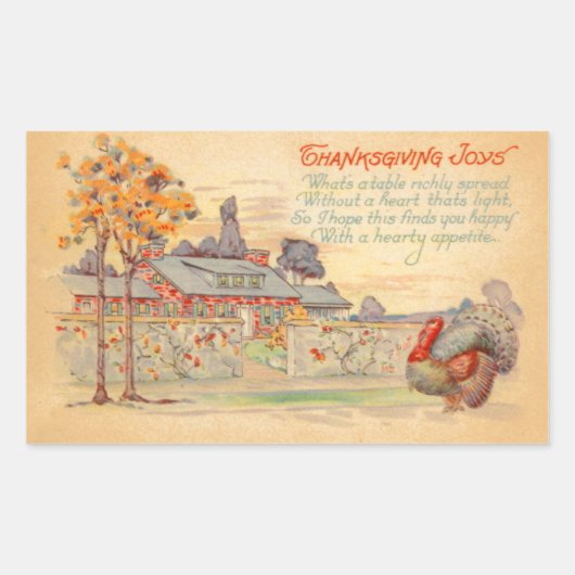 Rectangulaire Sticker Vintage de Thanksgiving Joys (Devant)