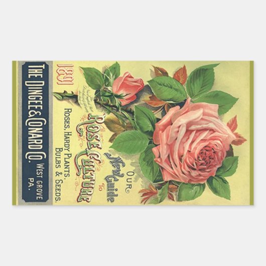 Rectangulaire Sticker Vintage Heirloom Roses publicité couvertur (Devant)