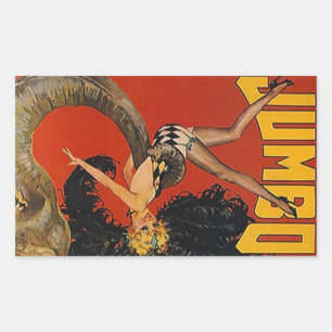 Rectangulaire Sticker Vintage Jumbo Elephant Circus Show Girl Up