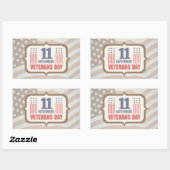 Rectangulaire sticker vintage pour la journée des vétérans (Feuille)