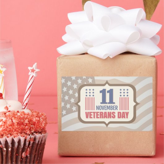 Rectangulaire sticker vintage pour la journée des vétérans (Fête)