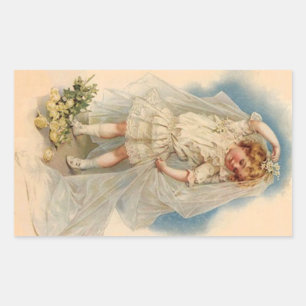 Rectangulaire Sticker Vintage Victorian Bride Roses Mariage Gown