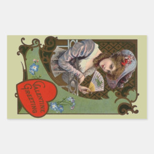 Rectangulaire Sticker Vintage Victorian Valentine Lady Mode