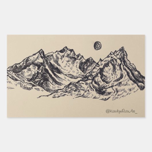 Rectangulaire Sticker Whimsical Mountain (Devant)