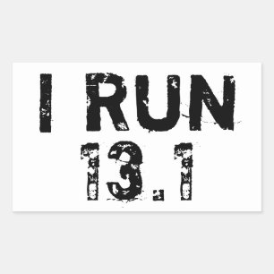 Rectangulaire Sticker White I Run 13.1
