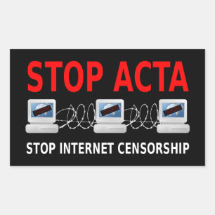 Rectangulaire STOP ACTA Sticker de censure d'Internet