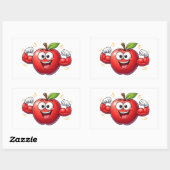 Rectangulaire Strong Cartoon Apple Flexing Muscles Sticker (Feuille)