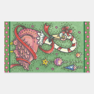 RECTANGULAIRE SUCRE DE CANNE PINK FLAMANT ROSE CHRISTMAS STICKER