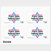 Rectangulaire Trans Jews Belong Here sticker (Feuille)