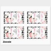 Rectangulaire Vache florale avec vache Imprimer Sticker Annivers (Feuille)