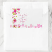 Rectangulaire Valentines Day Pink Hearts Roses Vintage Sticker (Sac)