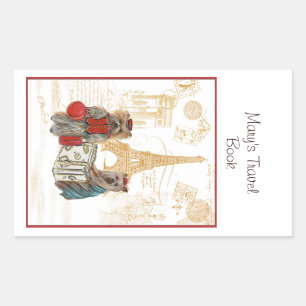 Rectangulaire Yorkie Eiffel Tower Paris Book Plate sticker