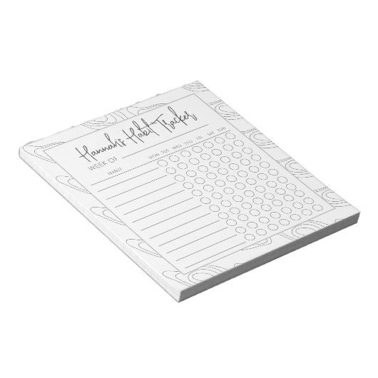 Rectangular Minimal Script Habit Tracker Blocnote (Schuin)