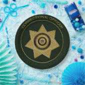 Rectificerende functionaris Badge Grn-Gold-PAPER-B Papieren Bordje (Feest)