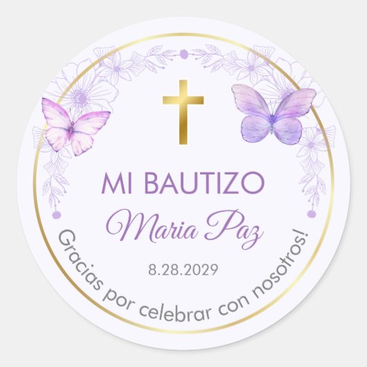 Recuerdos de Bautizo doop gunsten Ronde Sticker (Voorkant)