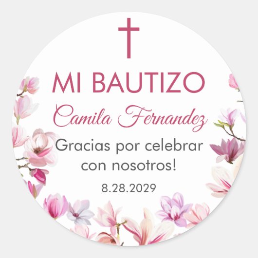 Recuerdos de Bautizo doop gunsten Ronde Sticker (Voorkant)
