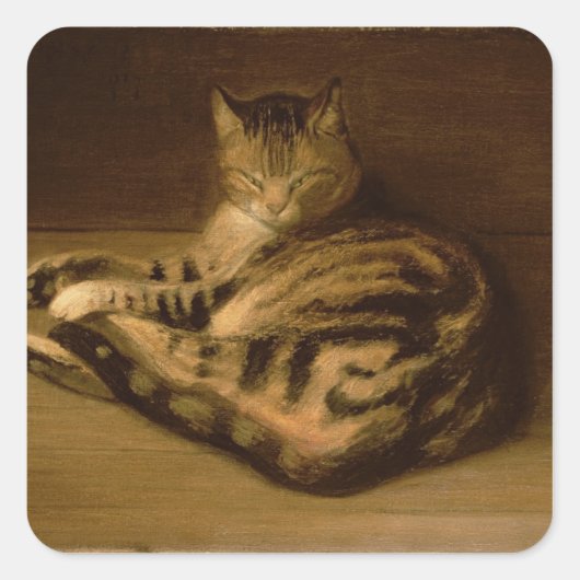Recumbent Cat, 1898 Vierkante Sticker (Voorkant)