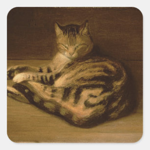 Recumbent Cat, 1898 Vierkante Sticker