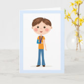 Récupération rapide - Cartoon garçon avec carte à  (Fleur jaune)