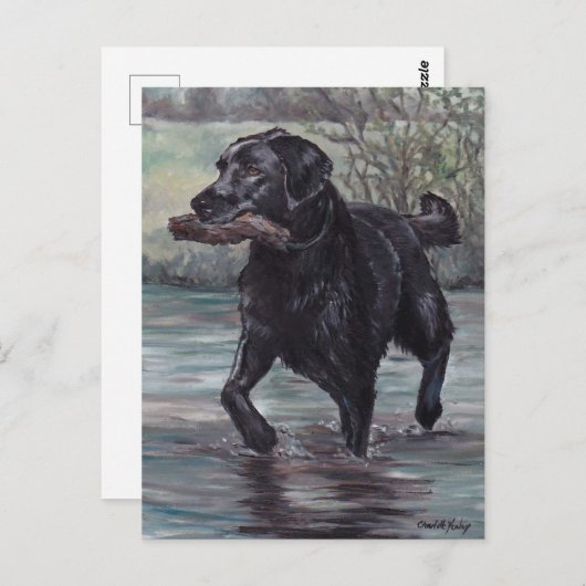 Récupérer Black Labrador Retriever Dog Art carte p (Devant / Derrière)