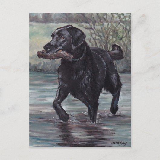 Récupérer Black Labrador Retriever Dog Art carte p (Devant)