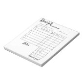 Reçus personnalisés professionnels pour bloc-notes (Tourné)