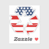 Recyclage-symbool - Rood wit en blauw Sticker (Vel)