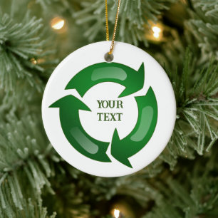 Recycle Cirkel Symbool Foto Kerstmis Keramisch Ornament