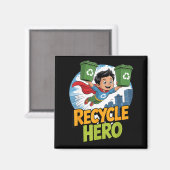 Recycle held kinderen aarde dag magneet (Voorkant / Achterkant)