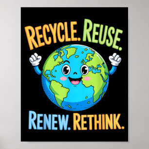 Recycle hergebruik vernieuw heroverweeg aarde dag poster