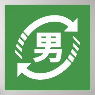 Recycle Japanse Jongens Kanji Nihongo Bord Poster