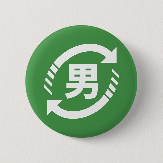 Recycle Japanse Jongens | Kanji Nihongo Bord Ronde Button 5,7 Cm (Voorkant)