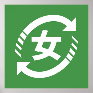 Recycle Japanse meisjes   Kanji Nihongo bord Poster