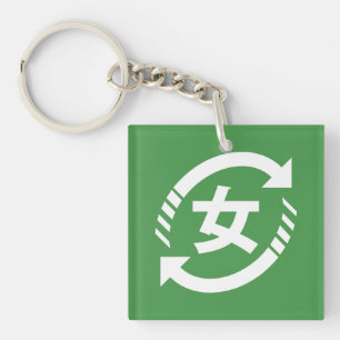 Recycle Japanse meisjes Kanji Nihongo bord Sleutelhanger