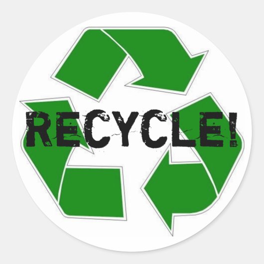 Recycle! Ronde Sticker (Voorkant)