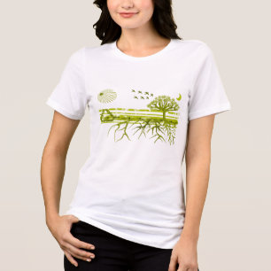 Recycle Sla de Bomen Vogels Maan Zon & Aarde Tri-Blend Shirt