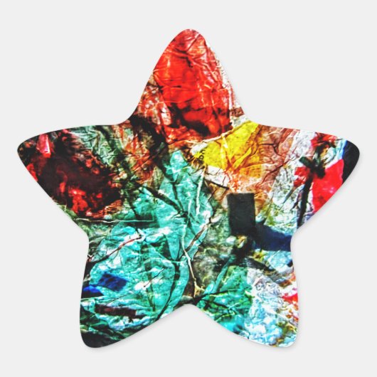 Recycled plastic abstract blue star sticker (Voorkant)