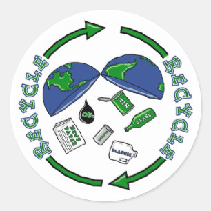 Recyclen aardstickers ronde sticker