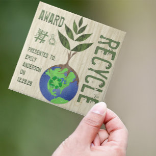 Recyclen Boom Earth Wereldbol Houtkorrel Tegeltje