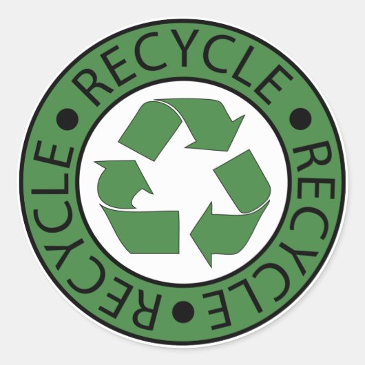 Recyclen Groene Logo Ronde Sticker (Voorkant)