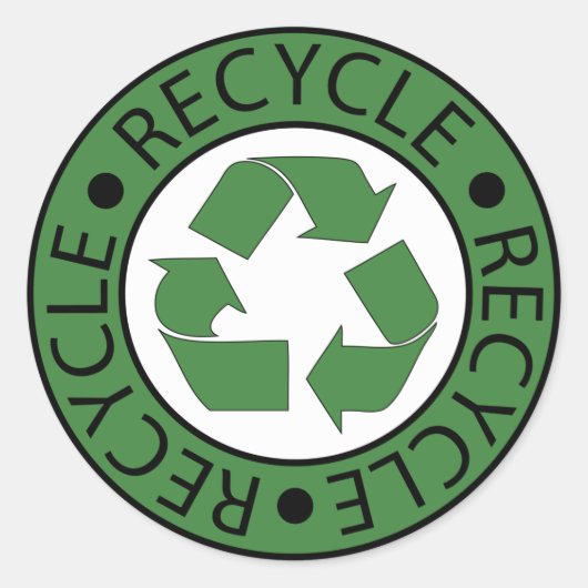Recyclen Groene Logo Ronde Sticker (Voorkant)